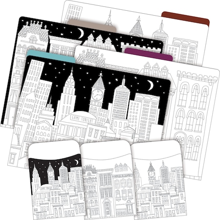 Barker Creek Color Me! Cityscapes File Folder & Library Pockets, Multi-Design Set, 42/Set 3568
